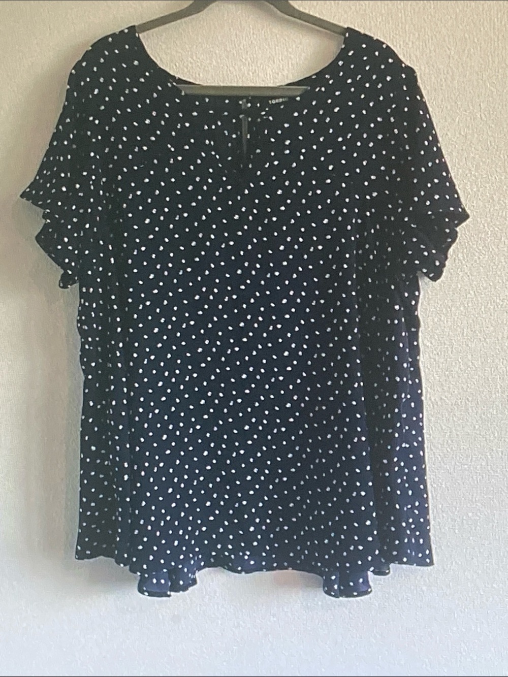 torrid Navy Polka Dot Ruffle Sleeve Top